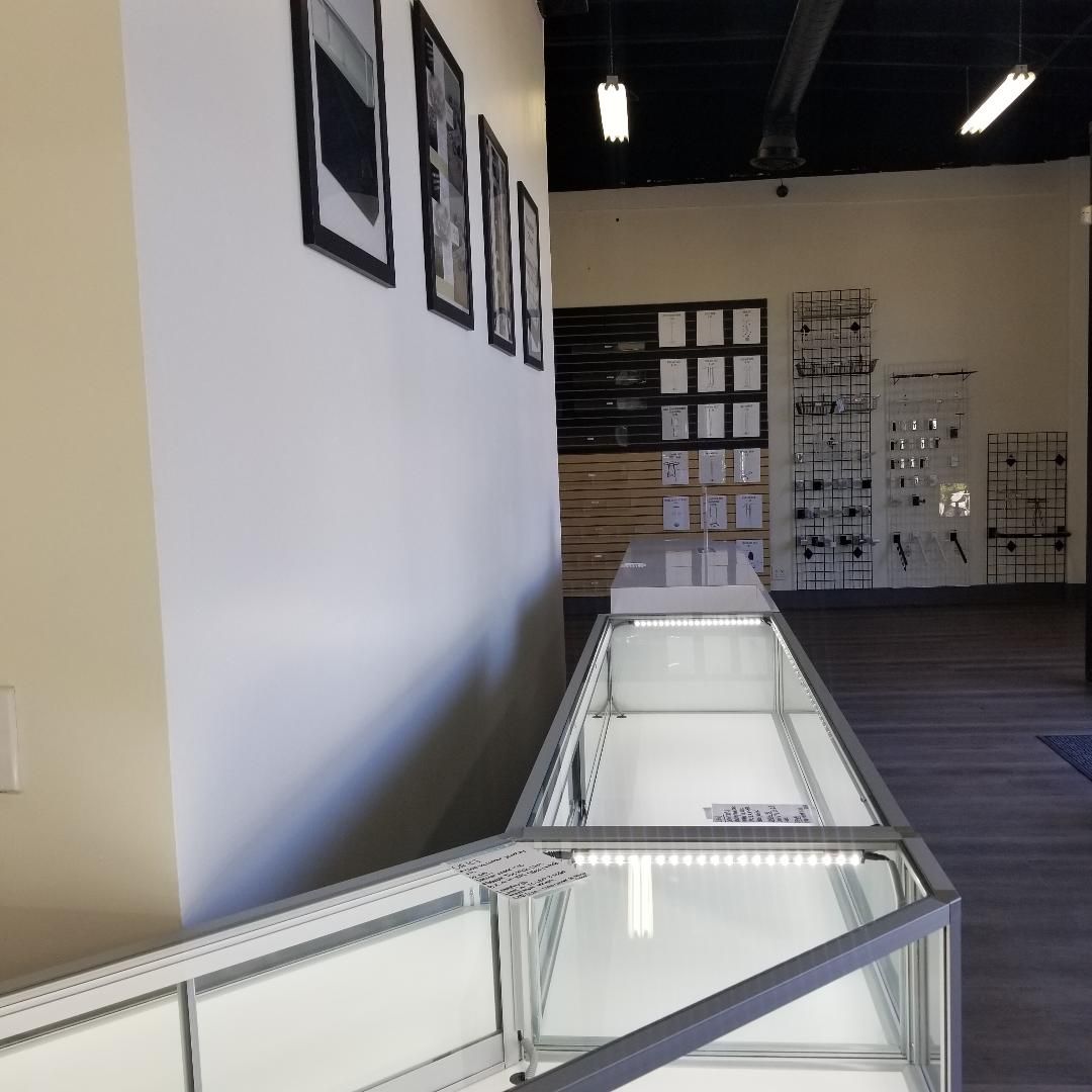 Showroom with glass showcases